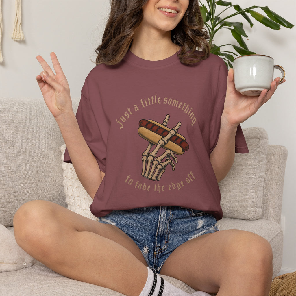 Gothic T-Shirt Hot Dog Cigarette Smoking Skeleton