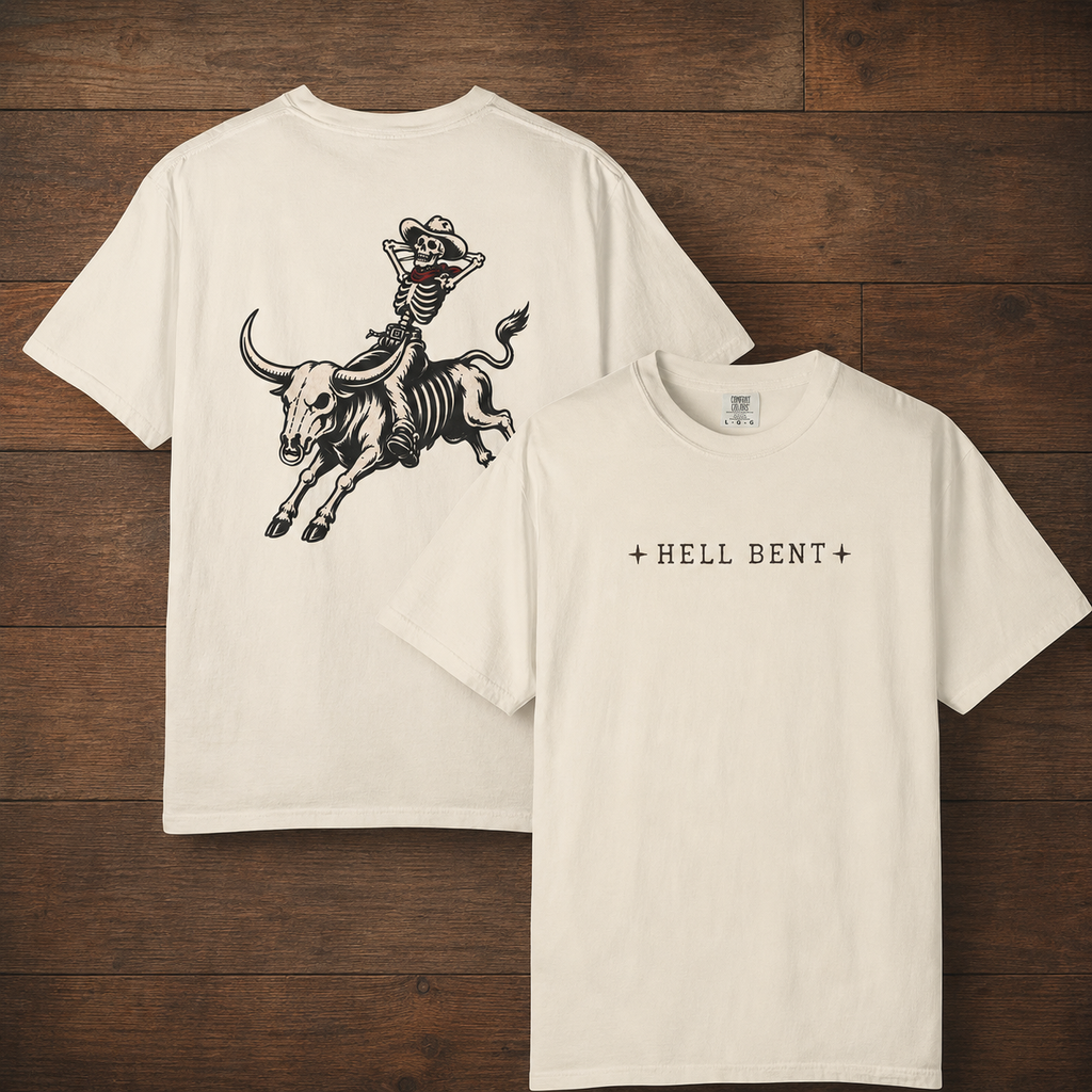 Hell Bent Skeleton Cowboy Tee