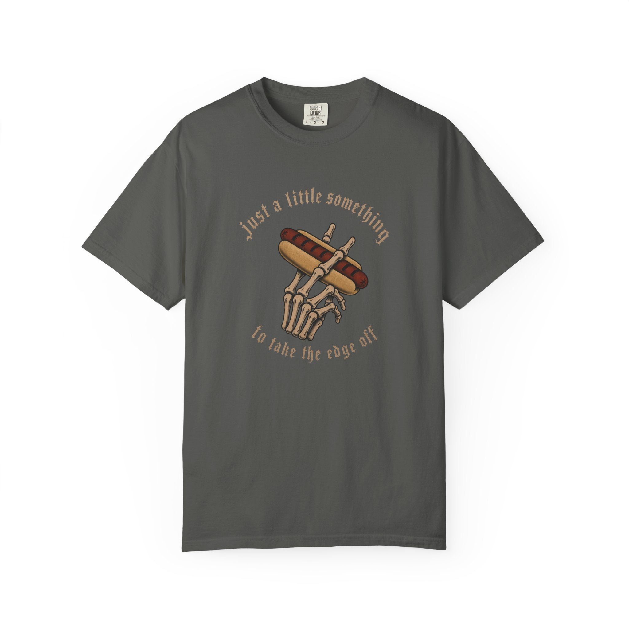 Gothic T-Shirt Hot Dog Cigarette Smoking Skeleton