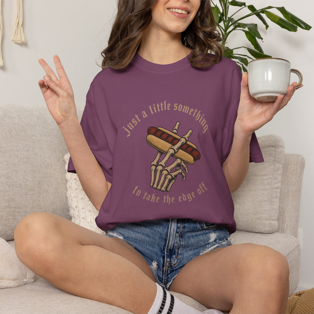 Gothic T-Shirt Hot Dog Cigarette Smoking Skeleton