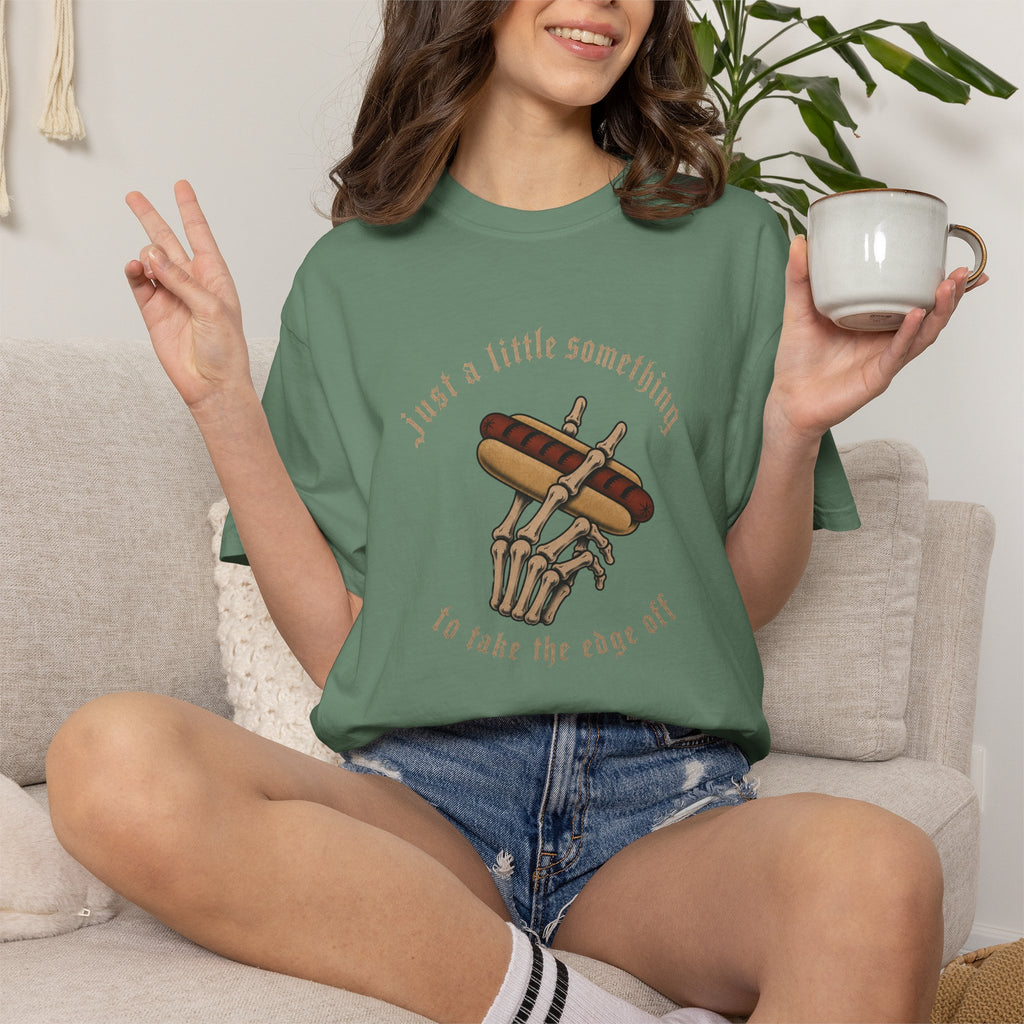 Gothic T-Shirt Hot Dog Cigarette Smoking Skeleton