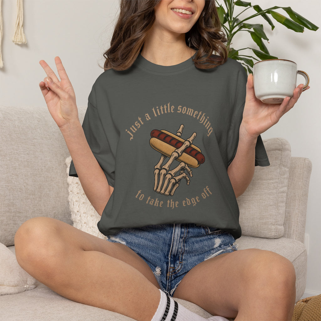 Gothic T-Shirt Hot Dog Cigarette Smoking Skeleton