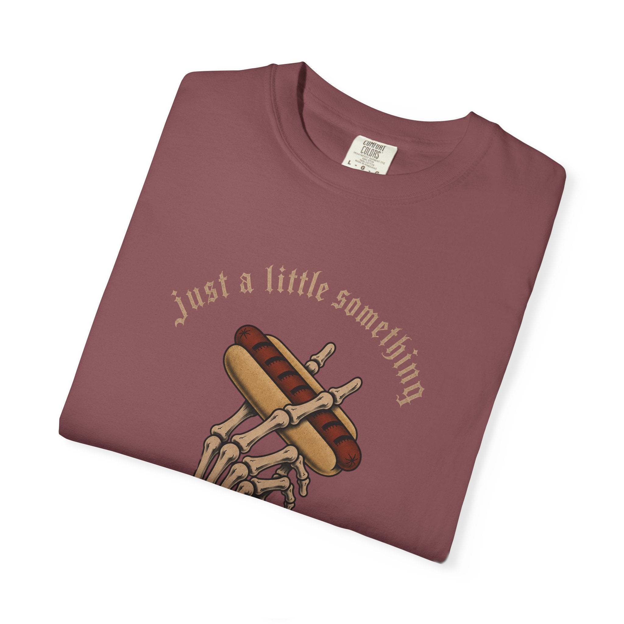 Gothic T-Shirt Hot Dog Cigarette Smoking Skeleton